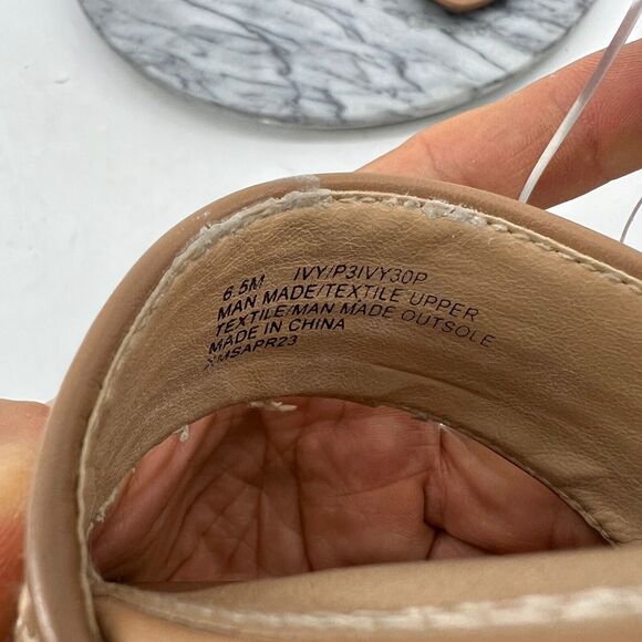 Joie Womens 6.5 Sandals Ivy Tan Boho Block Heel Ankle Strap Woven Faux Leather - Picture 9 of 11